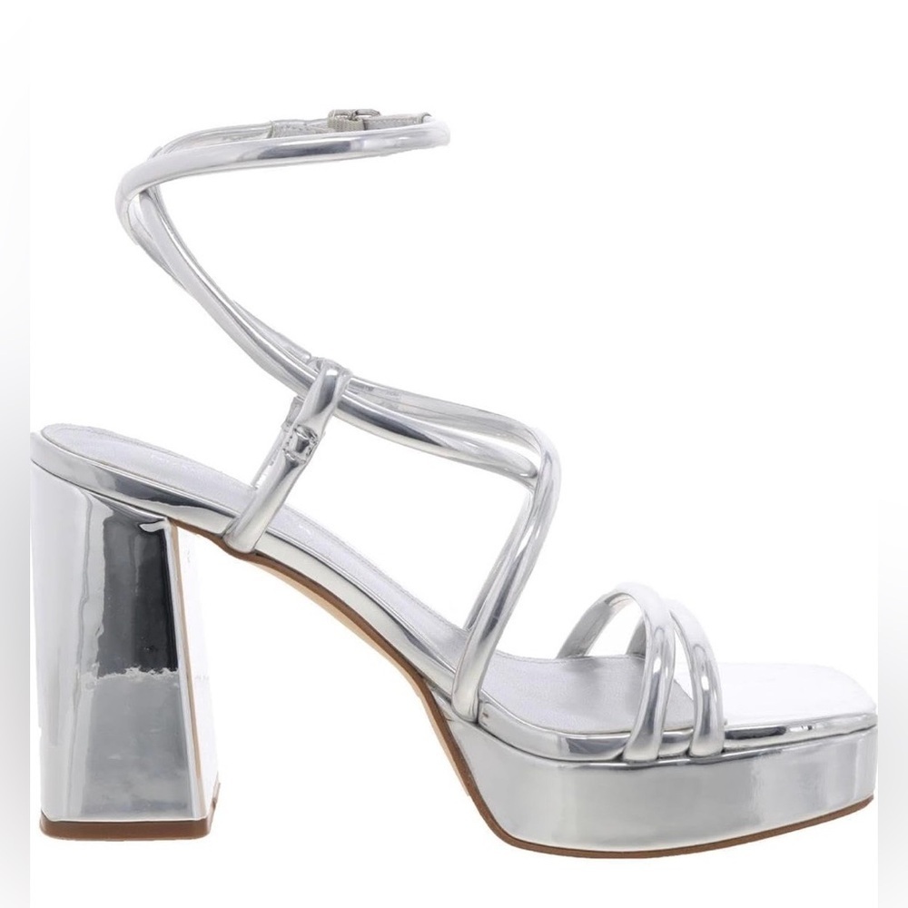 NEW Marc Fisher Women's Gimie Heeled Sandals - Silver US 11m - Picture 3 of 11